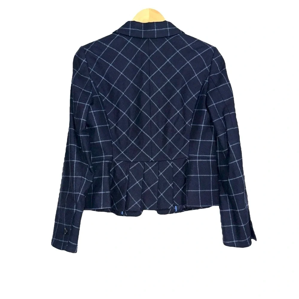 Brooks Brothers Stellita Fit Wool Blend Navy Windowpane Blazer US 2